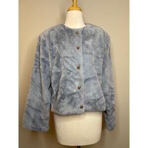 H&M Faux Fur Cropped Jacket Size Medium Oversized